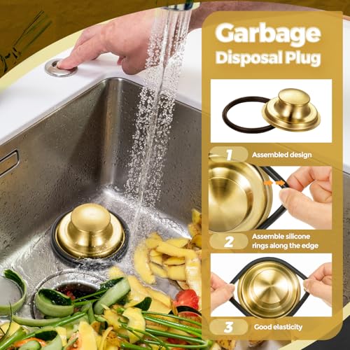 3 Pcs Sink Plug Stopper Disposal Drain Strainer (Antique Gold)