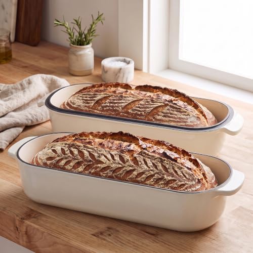 Enameled Cast Iron Loaf Pan with Lid (White)