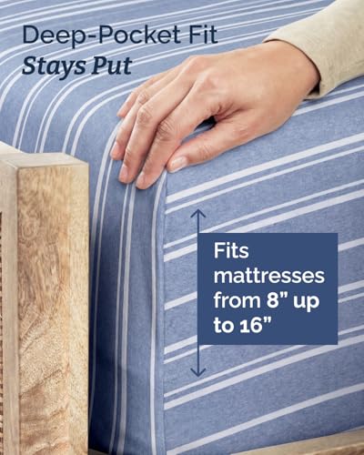Twin Size 3 Piece Sheet Set (42 - Blue Stripes 3 / Twin)