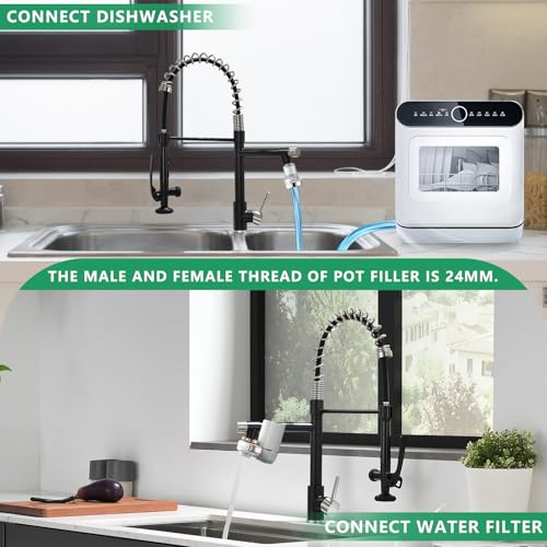 Pull Down Kitchen Faucet with Sprayer Commercial (Black&Nickel)