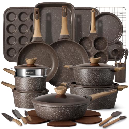 39pcs Pots and Pans Set (Brown / 39 Piece)