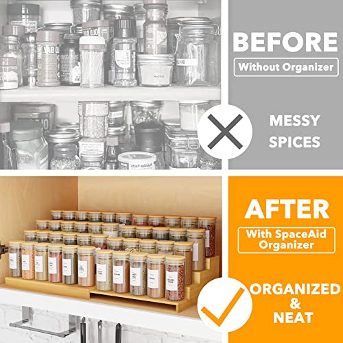 4 Tier Bamboo Spice Rack Organizer for Cabinet