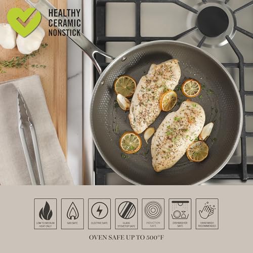 Badgley Hybrid Nonstick 11 Inch TriPly Stainless Steel Large Fry Pan & Stay Cool Handle (Triply Stainless / 11" Fry Pan)