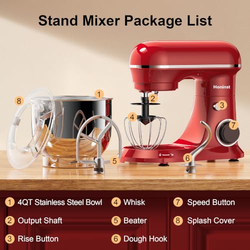 4QT Electric Stand Mixer (Red)