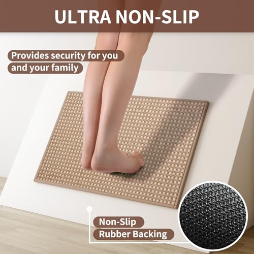 Kitchen Rugs Kitchen Mats for Floor Non Slip Washable Brown 17"x30" (5.78 Sq Ft)