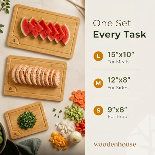 Bamboo Cutting Boards for Kitchen Set of 3 (Set of 3)