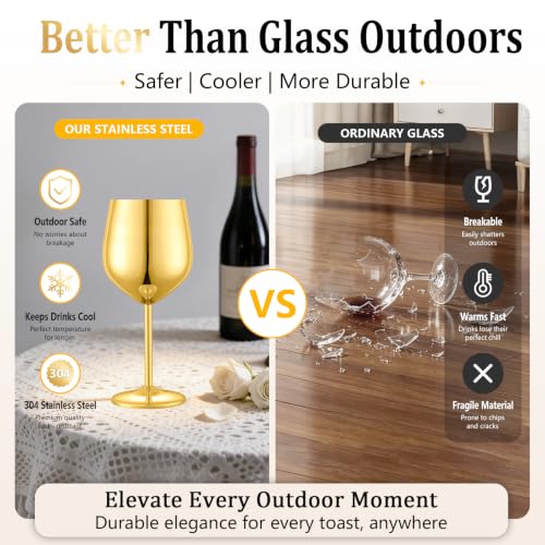 Unbreakable Stainless Steel Wine Glasses Set of 4 (4 Count)