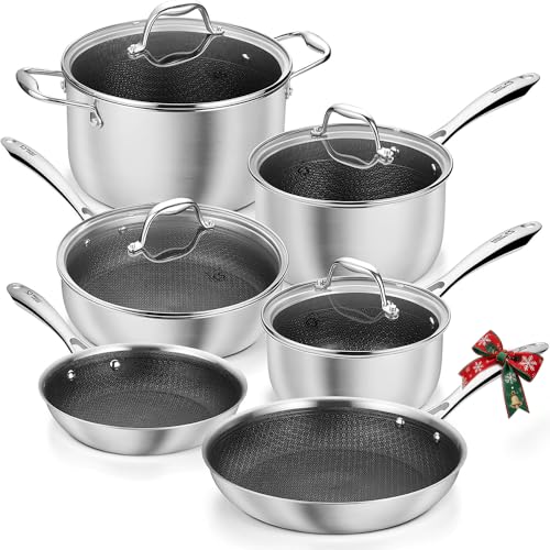 Triply Stainless Steel Cookware Set 10PCS (Black / 10 Pcs)