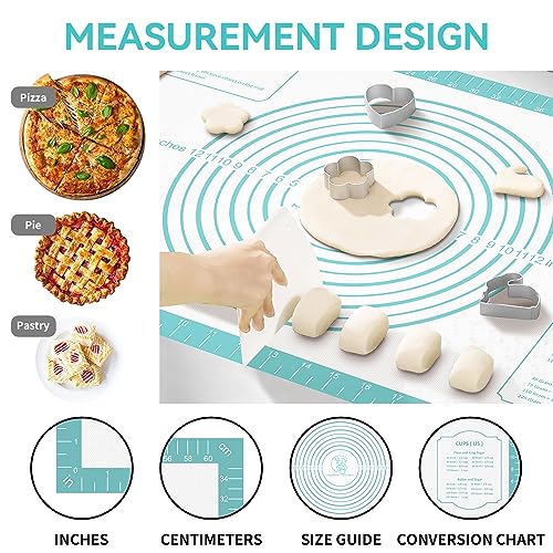 Non Stick Silicone Pastry Mat (Mint / 26"L x 16"W)