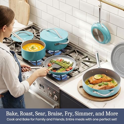 Premium Ceramic Frying Pan (8 inch / Caribbean Blue)