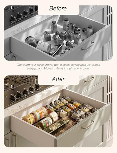 Acacia Wooden Spice Rack Organizer for Cabinet (4 Count)