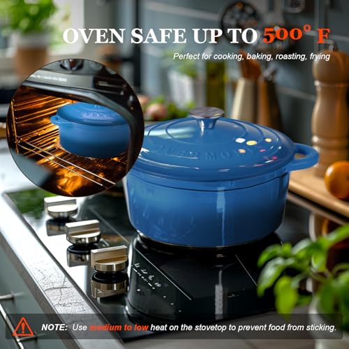 Enameled Cast Iron Dutch Oven (7 Quart / Sapphire blue)