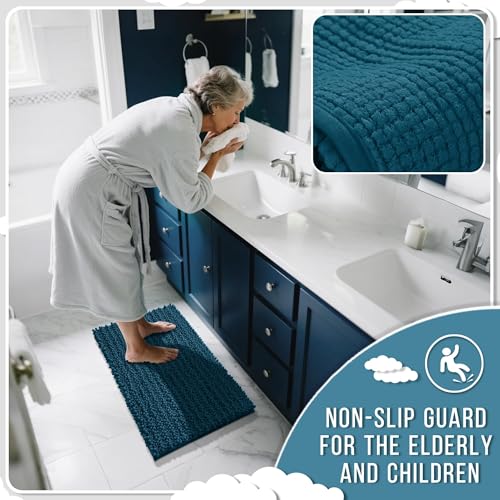 Long Bathroom Rugs Non Slip Washable 44x24 Inch