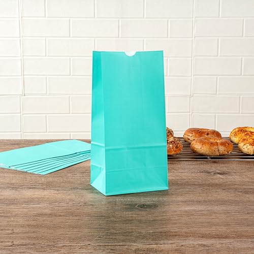 Bakery Bags 100 Pack of 6.1 x 4 x 11.8 Inches Grease (8 lb / Turquoise)