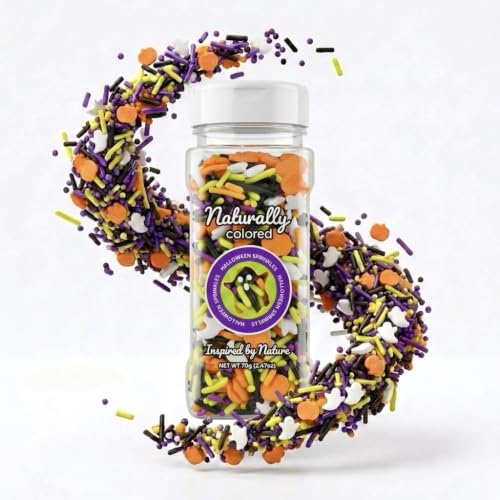 Natural Halloween Sprinkles Black and Orange Cake Decorations (Orange, Black, White, purple)