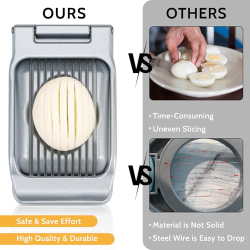Heavy Duty Stainless Steel Wire Egg Slicer for Hard Boiled Eggs (Silver)