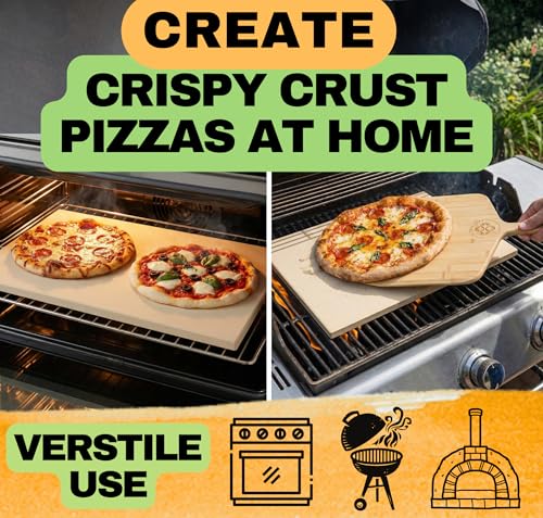 Large Pizza Stone for Oven and Grill 20 Inch (Stone, Pizza Peel & Accessories)