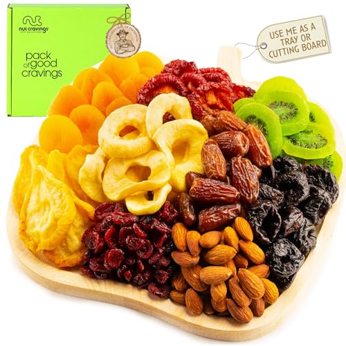 Rosh Hashana Gift Basket Dried Fruit & Nuts (8. Wooden Apple Fruit Tray)