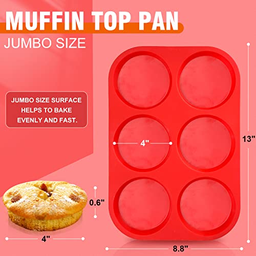 Silicone Muffin Top Pans for Baking 4inch Jumbo Size (Muffin Top Pan / 2 Pcs: 6 Cups, Jumbo)