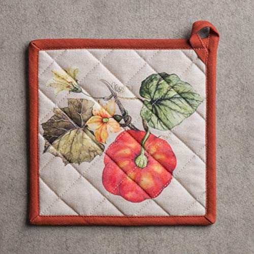 100% Cotton Oven Mitt & Pot Holder Set (096 - Potiron / 7.5" x 13" & 8" x 8" (Oven Mitt & Pot Holder))