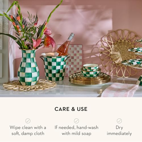Enamel Tall Vase (Emerald Check)