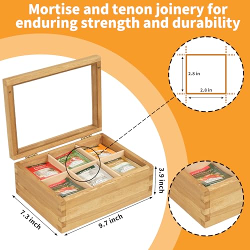 Wood Tea Bag Organizer (Carbonized / 6 Compartments)