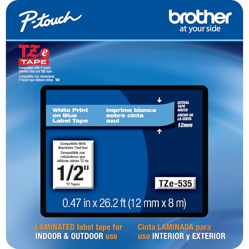 Genuine P touch (White on Blue / 12mm (0.47”) / Pack of 1)