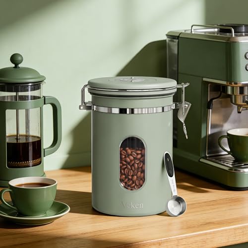 Coffee Canister with Window (Green / 22 oz)