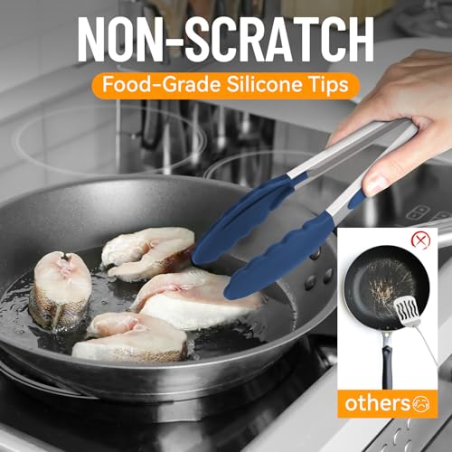 Silicone Kitchen Tongs for Cooking (Gradient Blue)