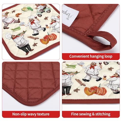 Chef Oven Mitts and Pot Holders Set (Chef / Oven Mitt x1 & Pot Holder x1)