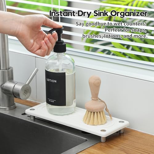 Water Absorbing Stone Sink Caddy (10"x 4" - White)