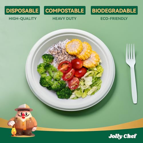 Compostable Heavy Duty Plates 9 Inch [300 Pack] Eco (9in-300pack / White)