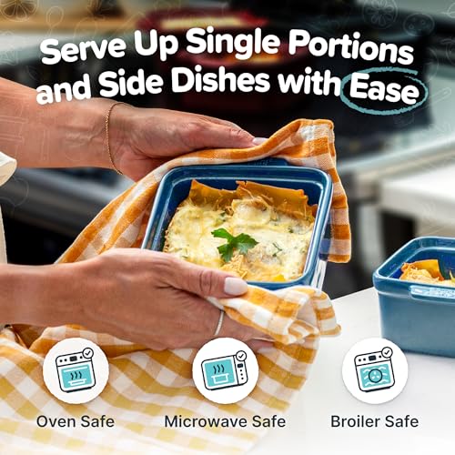 5x5" Ceramic Baking Dishes with Lids (Blueberry / 5"x5" - MADE IN USA)