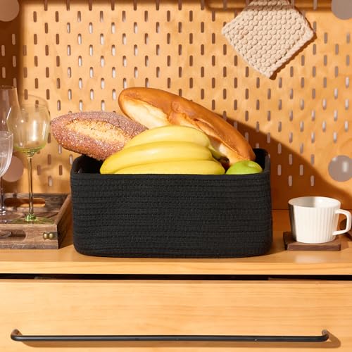 Small Storage Baskets for Organizing (3pcs-L13xW8.5xH5.1" / Black)