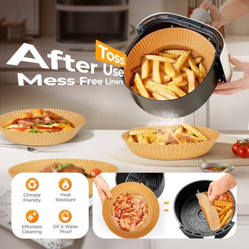 1000Pcs 8" Round Air Fryer Liners Disposable for 5 (8"Round)