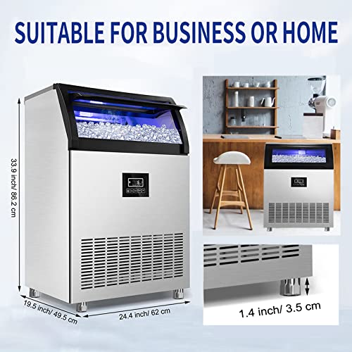 Commercial Ice Maker Machine 360LBS (Clear Ice Cubes - 360LBS/24H (8-15Mins))