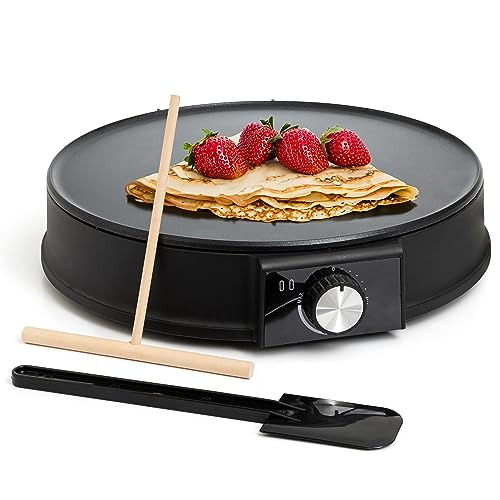 12” Electric Crepe Maker Machine (12 Inch Corded / Black / Round)