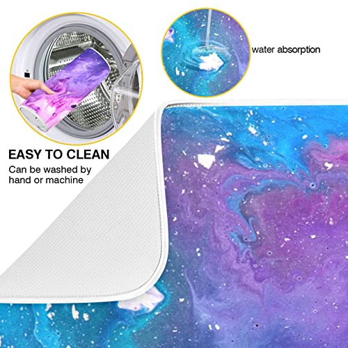 Super Absorbent Dish Drying Mat (Abstract Purple Blue Marble / 18" x 24")