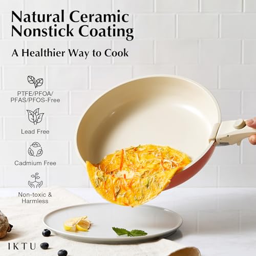 Ceramic Pots and Pans Set Non Stick Pink (Pink)