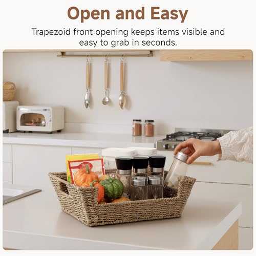 Pantry Baskets for Organizing (Natural(Seagrass) / 16 ½"L x 12 ½"W x 5"H)