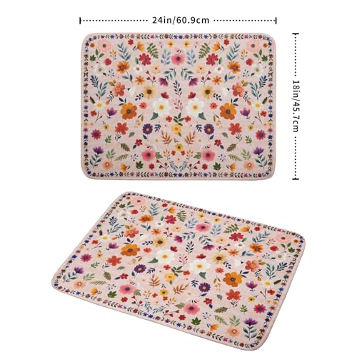 Spring Flowers Dish Drying Mat (Wildflowers Pink / 24" x 18")