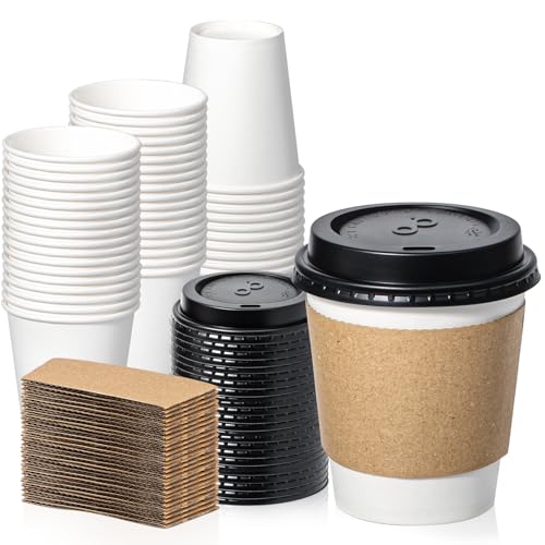 500 Pack 10 oz Disposable Coffee Cups with Lids (10 oz)