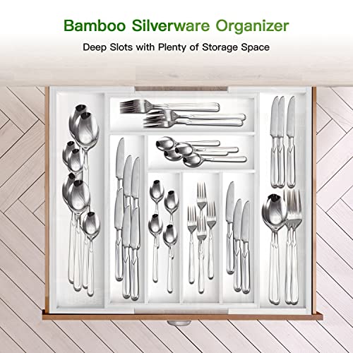 Bamboo Expandable Drawer Organizer for Utensils Holder