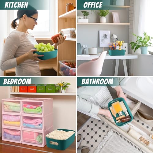 Green Plastic Storage Bins (Green / 8 x 5.7 x 3 Inch)