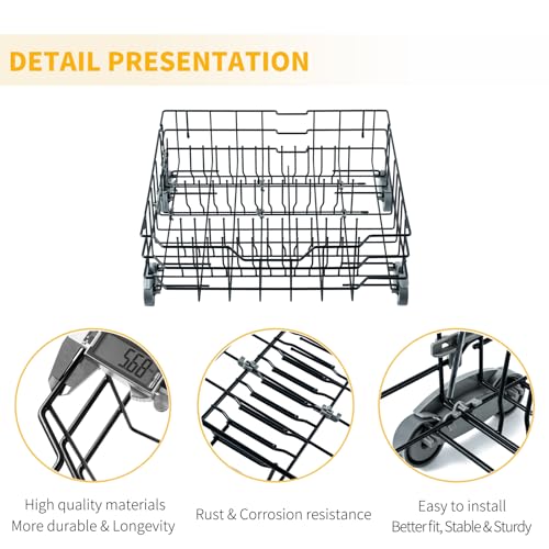 WD28X25960 Dishwasher Lower Rack Replacement Parts for GE Dishwasher Parts GE Profile Monogram Adora Triton XL Cafe Dishwasher Lower Dishrack Assembly GE Dishwasher Bottom Rack Drawer 1 Pack