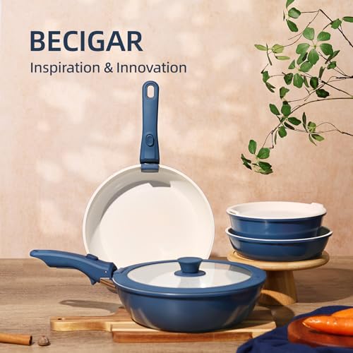 23pcs Ceramic Pots and Pans Set (Blue 23 Pcs)