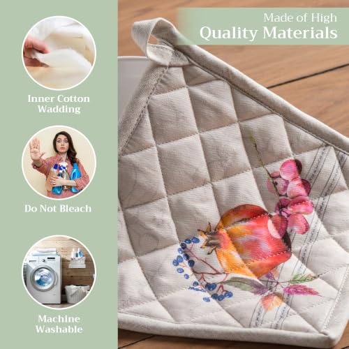 Pot Holders 100% Cotton Potholders (089 - Fruit D'hiver / 8" x 8" (Pot Holder Pack of 2))