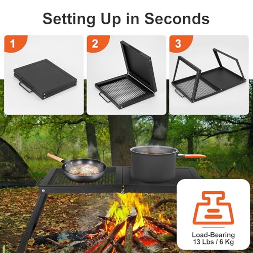 Portable Folding Charcoal Grills for Outdoor Cooking Bonfire BBQ (set2)