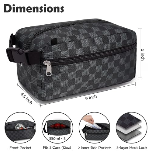 Freezable Snack Bag with Removable Ice Packs (with Ice Packs - Checkered Gray)