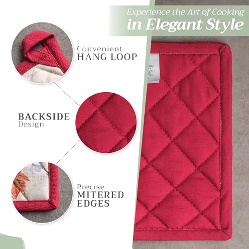 100% Cotton Oven Mitt & Pot Holder Set (043 - Equinoxe - Beige / 7.5" x 13" & 8" x 8" (Oven Mitt & Pot Holder))